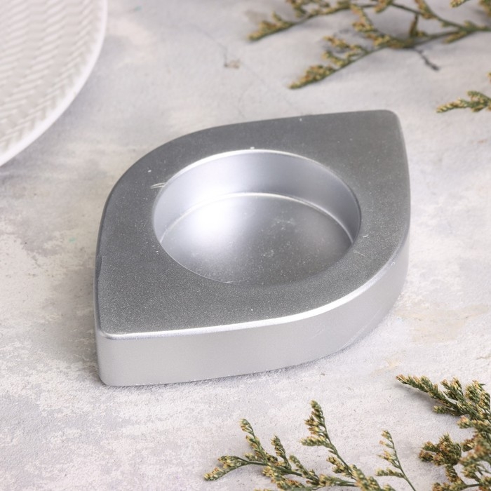 Подсвечник "Глаз. Мрамор"  из гипса, 14,5х9,5х2см,серебро