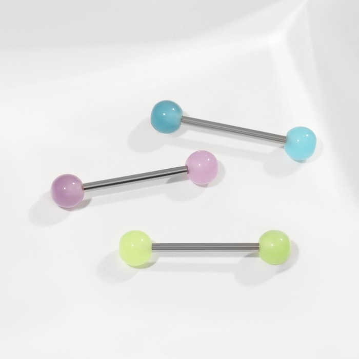 Пирсинг в язык &laquo;Шарики&raquo; желе, L=1,9 см, цвет МИКС в серебре (набор 12 шт.)