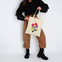 Шопер текстильный с вышивкой Smile , 40х35 см, бежевый цвет