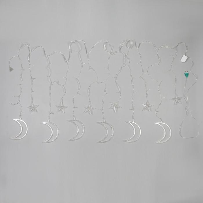 Гирлянда &laquo;Бахрома&raquo; 2.7 &times; 0.9 м с насадками &laquo;Месяц&raquo;, IP20, прозрачная нить, 138 LED, свечение белое, 8 режимов, 220 В