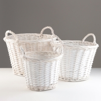 Набор корзин из 3 шт, D39xH26 см, D33xH23 см, D27xH20 см, белый, ива Набор корзин из 3 шт, D39xH26 см, D33xH23 см, D27xH20 см, белый, ива