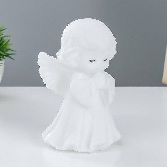 Фигурка светящаяся RISALUX &laquo;Ангелочек&raquo;, LED-ночник, батарейки 3&times;LR44, белый, 8.5&times;8&times;14.5 см