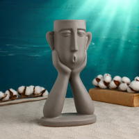 Кашпо "Голова юноши" серое, 27см Кашпо "Голова юноши" серое, 27см