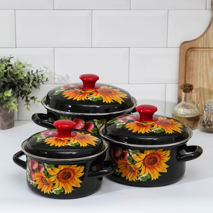 Набор кастрюль &laquo;Даша-1&raquo;, 3 предмета: 1,5 л, 2,3 л, 3 л, индукция