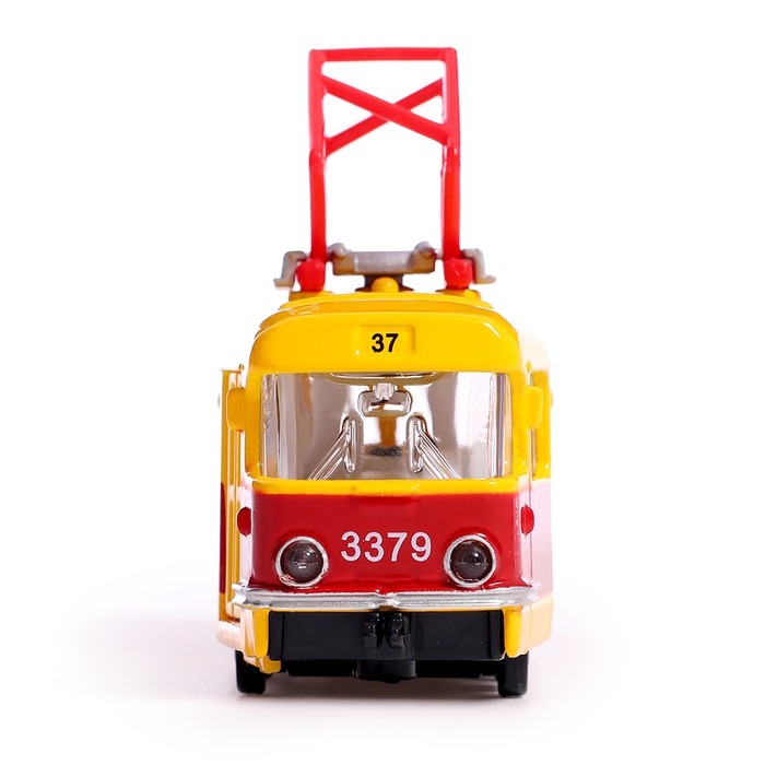 Машина металлическая &laquo;Трамвай&raquo;, световые и звуковые эффекты, открываются двери, инерционная, 18 см