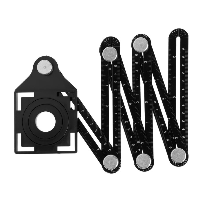 Складная линейка ТУНДРА, для позиционирования отверстий при сверлении, 6 углов, 25-45-60 Складная линейка ТУНДРА, для позиционирования отверстий при сверлении, 6 углов, 25-45-60