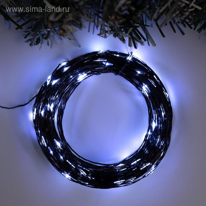 Гирлянда &laquo;Нить&raquo; 20 м роса, IP20, чёрная нить, 200 LED, свечение белое, 12 В