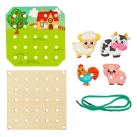 Деревянная игрушка-шнуровка &laquo;Ферма&raquo;, 15&times;15 см