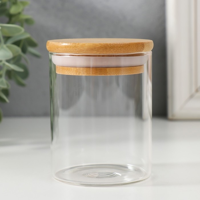 Банка для свечей стекло с крышкой Банка для свечей стекло с крышкой "Цилиндр" прозрачная 200 мл 6,5х6,5х8 см