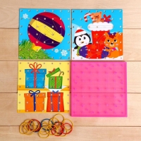 Геоборд &laquo;Новогодние задания&raquo; со сменными картинками и резиночками, МИКС