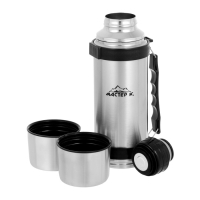 Термос, 1 л, Тропа "Мастер К", с двумя кружками, сохраняет тепло 24 ч