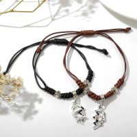 Браслеты &laquo;Неразлучники&raquo; две половинки, цвет чёрно-коричневый, L=12,5 см