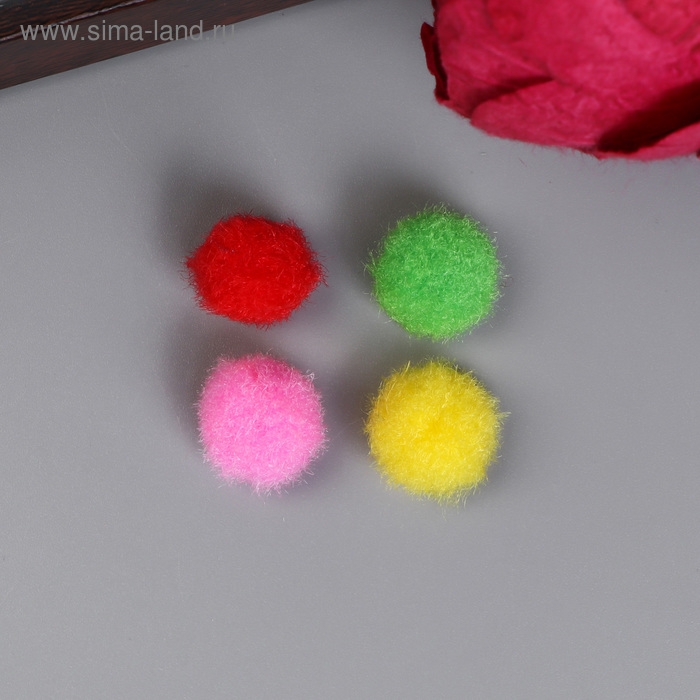 Помпоны для творчества, 5 цветов, 15 мм, (набор 50 шт) МИКС Помпоны для творчества, 5 цветов, 15 мм, (набор 50 шт) МИКС