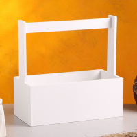 Кашпо деревянное "Эллада большая, сетка", с ручкой, белый, 25&times;12,5&times;10(25) см