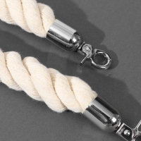 Ручка для сумки, канат, 60 &times; 1,5 см, с карабинами, цвет кремовый/серебряный