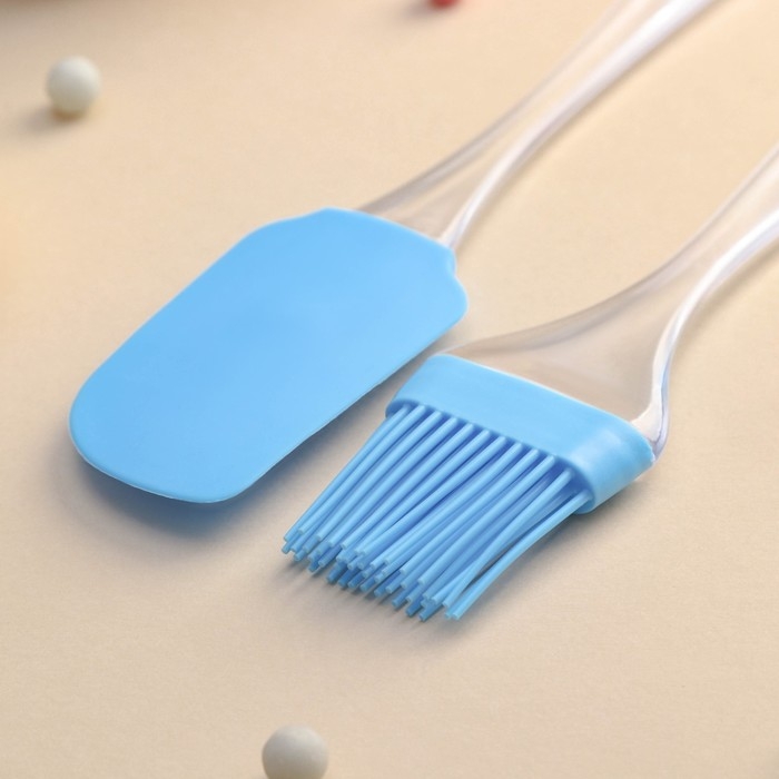 Набор для выпечки Доляна &laquo;Лёд&raquo;, 2 предмета: лопатка 24 см, кисть 21 см, цвет синий