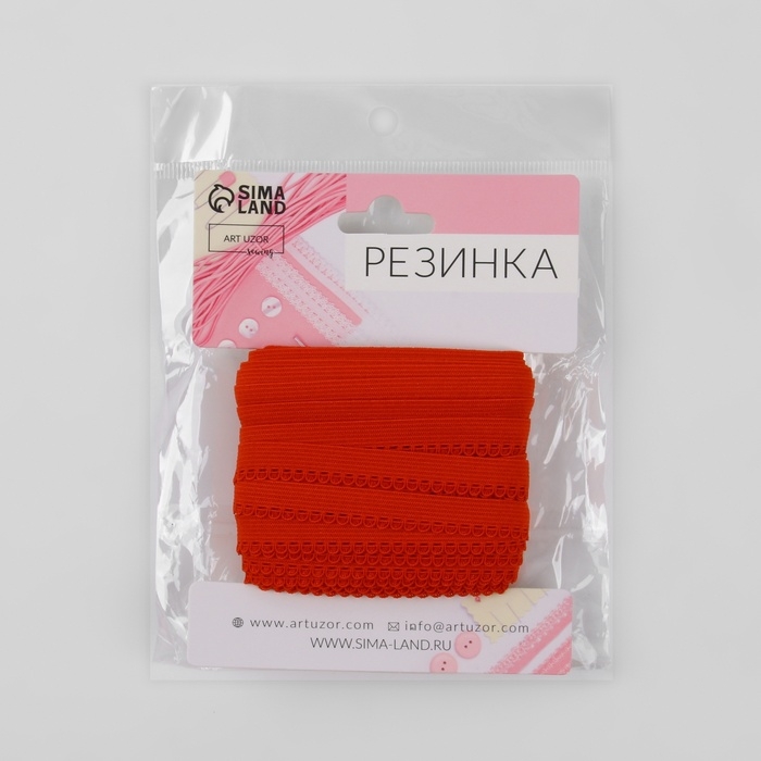 Резинка ажурная бельевая, 10 мм, 10 &plusmn; 1 м, цвет красный