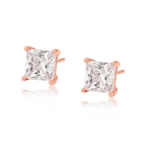 Серьги со стразами XUPING пусеты, квадрат, цвет белый в розовом золоте