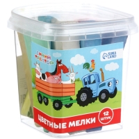 Набор цветных мелков Синий трактор, 12 штук, 10 цветов Набор цветных мелков Синий трактор, 12 штук, 10 цветов