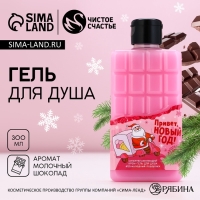 Гель для душа &laquo;Привет, Новый Год!&raquo;, 300 мл, аромат молочного шоколада, ЧИСТОЕ СЧАСТЬЕ