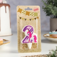 Свеча в торт "Единорог", цифра 2, фиолетовая, 6,5 см Свеча в торт "Единорог", цифра 2, фиолетовая, 6,5 см