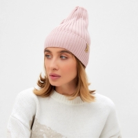Шапка женская MINAKU "Трюфель" цвет пудра, размер 54-56 Шапка женская MINAKU "Трюфель" цвет пудра, размер 54-56