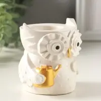 Карандашница сувенирная &laquo;Сова с лейкой&raquo;, 8&times;8 см, гипс, белый перламутр