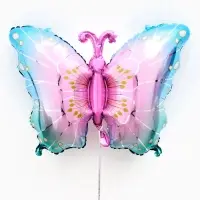 Воздушный шар фольгированный 32" &laquo;Бабочка&raquo; цвет голубой металлик