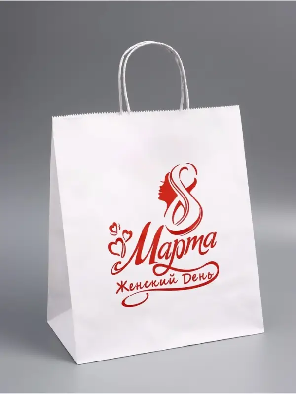 Пакет подарочный бумажный, &laquo; 8 марта Женский День!&raquo; 24&times;14&times;28 см