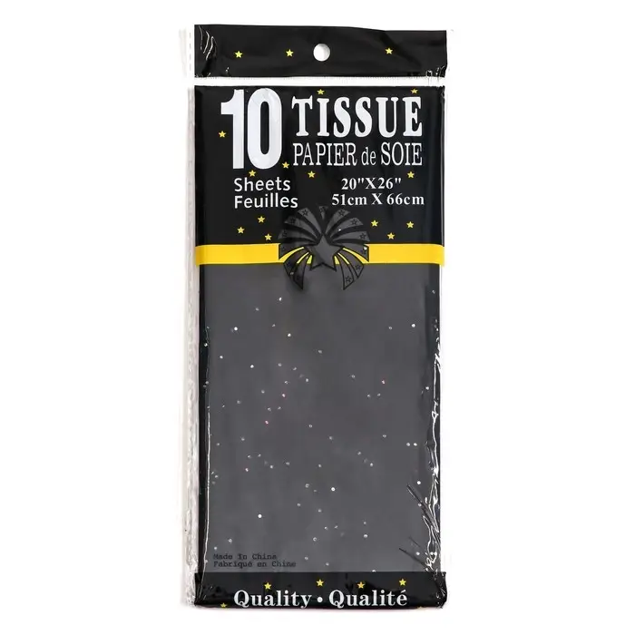 Бумага упаковочная тишью, &laquo;Конфетти&raquo;, чёрная, 50&times;66 см