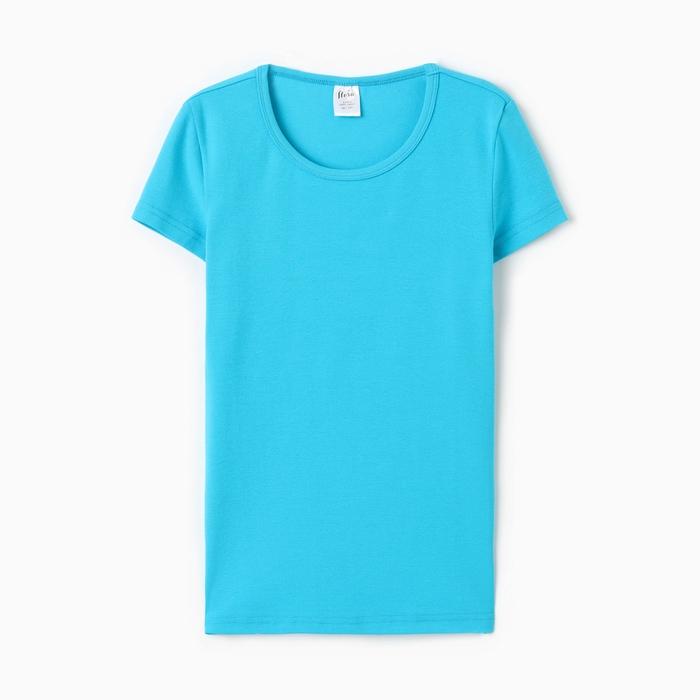 Футболка женская О-образный вырез, цвет голубой, размер 48