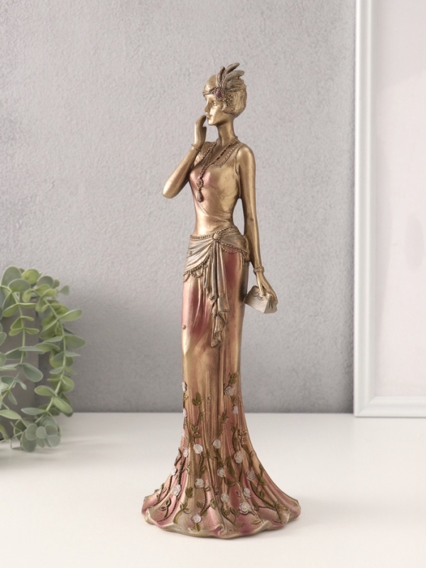 Сувенир полистоун "Агнесс в платье 20-30-х годов с розами" 11,5х10х31,5 см