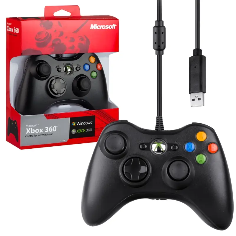 Джойстик XBOX 360 Wired Controller (проводной) черный (50шт/кор)