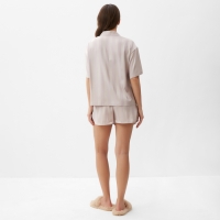 Пижама женская (рубашка и шорты) KAFTAN SILK "Полоска" р.44-46, бежевый Пижама женская (рубашка и шорты) KAFTAN SILK "Полоска" р.44-46, бежевый