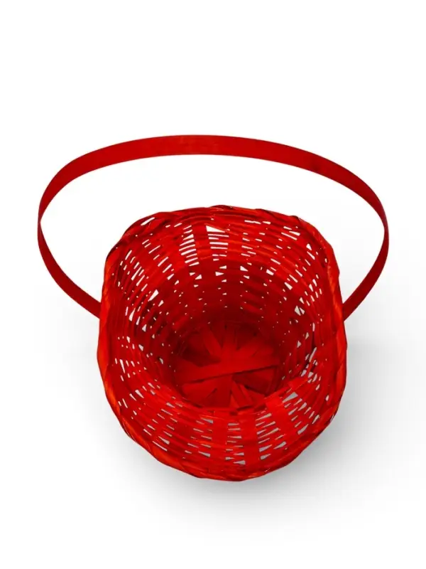 Корзина плетеная 21 х 18 х 14 см, ручка h=15 см, красный "шляпа"
