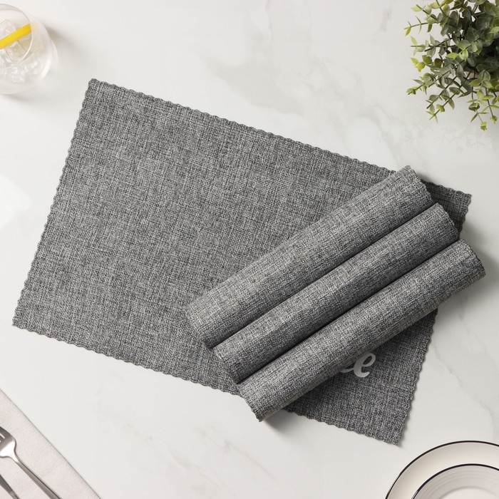 Салфетки сервировочные на стол Доляна Coffee, 4 шт, 44&times;29 см, цвет серый