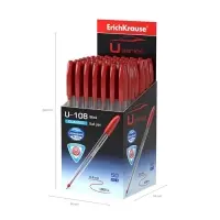 Ручка шариковая ErichKrause U-108 Classic Stick, узел 1.0 мм, чернила красные, супермягкое письмо, длина линии письма 1000 метров