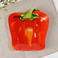 Блюдо стеклянное сервировочное Доляна &laquo;Перчик&raquo;, цвет красный, 16&times;15 см