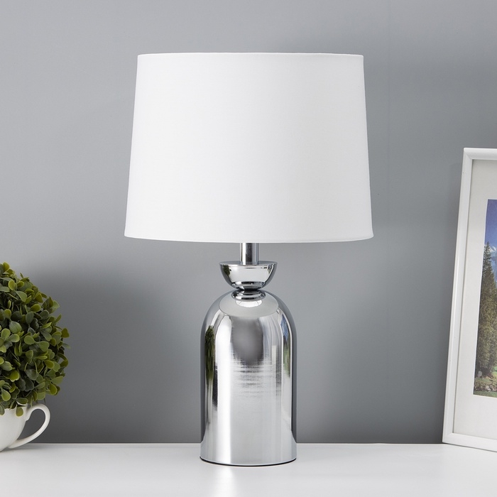 Настольная лампа с абажуром RISALUX &laquo;Джоел&raquo;, Е27, 40 Вт, хром, 25&times;25&times;42.5 см