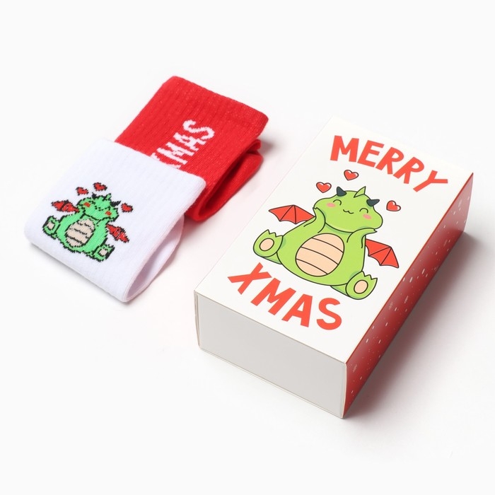 Набор женских новогодних носков KAFTAN "Marry XMAS" размер 36-40 (23-25 см), 2 пары