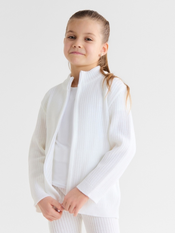 Костюм детский вязаный (кофта и брюки) MINAKU, цвет белый, рост 146 см