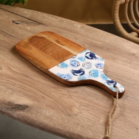 Доска разделочная прямоугольная "Крабы" дерево манго 41х18 см