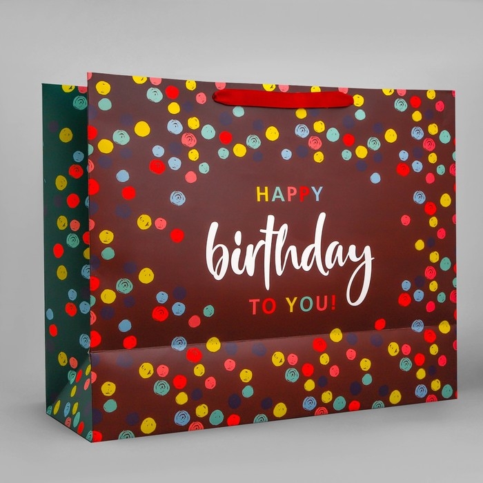 Пакет подарочный ламинированный вертикальный, упаковка, &laquo;С днём рождения&raquo;, XL 49 х 40 х 19 см