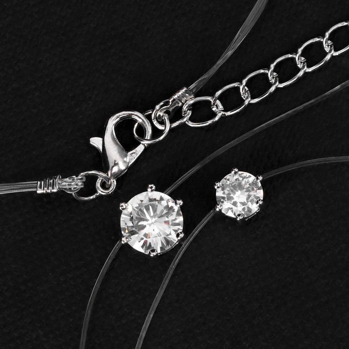 Кулон &laquo;На леске&raquo; двойной куб, цвет белый в серебре, 40 см