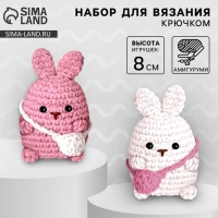 Набор для вязания крючком. Амигуруми: мягкая игрушка своими руками «Зайки-подружки», 8 см Набор для вязания крючком. Амигуруми: мягкая игрушка своими руками «Зайки-подружки», 8 см