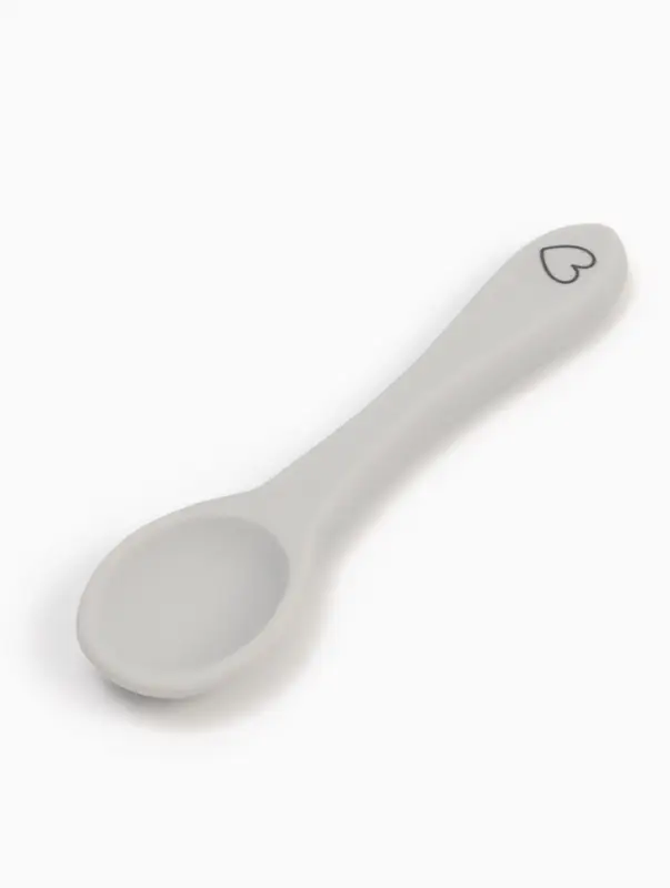 Тарелка детская на присоске и ложка, серый, Mum&Baby