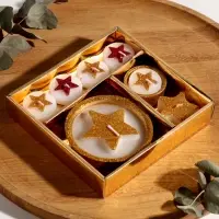 Набор свечей "Звёзды и подсвечник" 7 шт 15,8х16,8х3,3 см