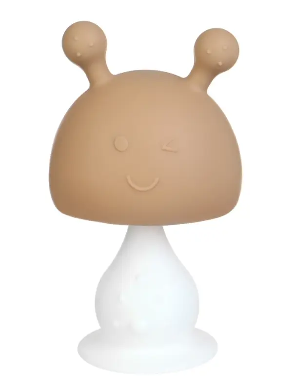 Прорезыватель силиконовый для зубов с погремушкой 3 в 1 M&B &laquo;Зайка&raquo;, бежевый