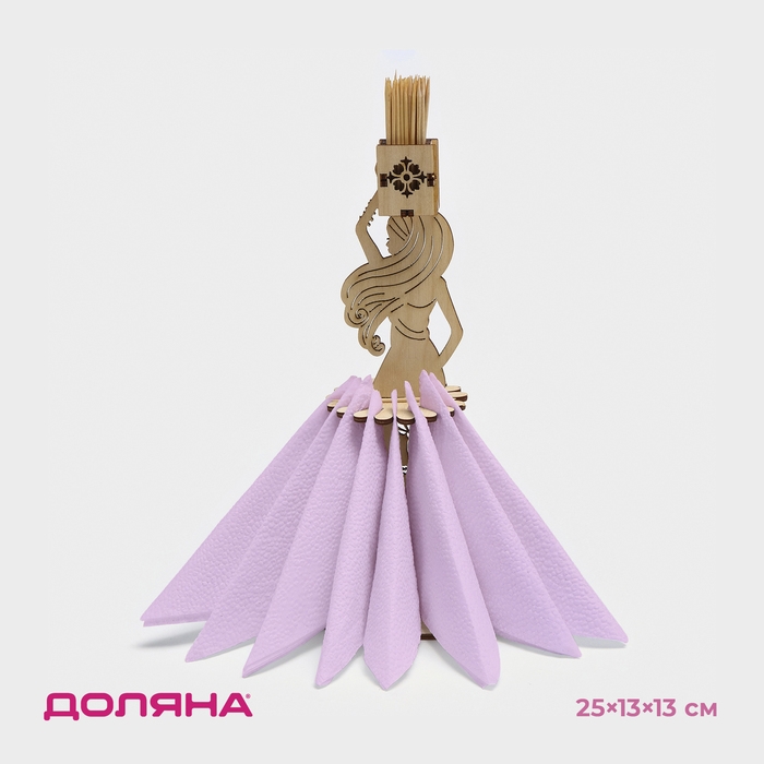 Салфетница деревянная &laquo;Индийская красавица&raquo;, с подставкой под зубочистки, 25&times;13&times;13 см