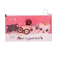 Папка-конверт на молнии формат А65, 180 мкр "Котики, Панды, Единороги", МИКС